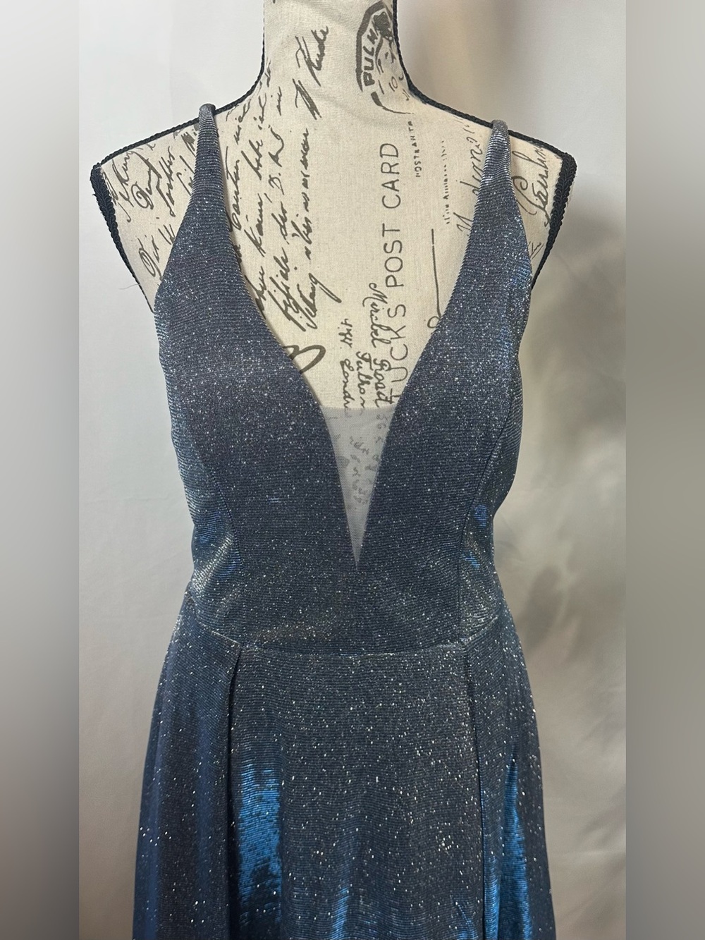 My Michelle Sparkling Navy Plunge Midi Dress - Picture 3 of 12